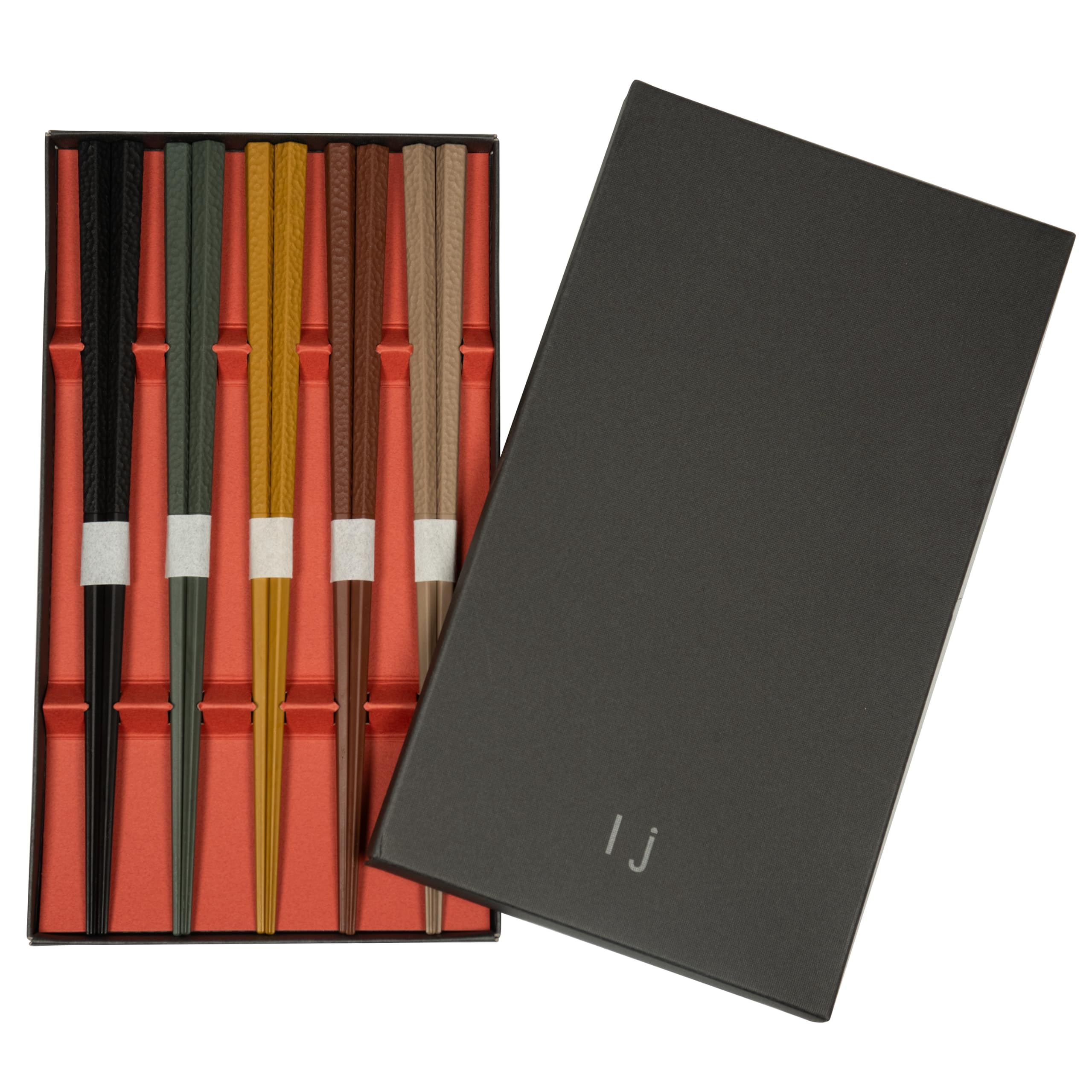 Ishikawa Jyushi Large Chopsticks 5 Color Set 9.8in Heat Resistant Japan Made
