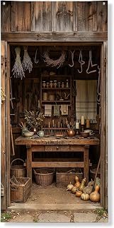 Rustic Farmhouse Potting Shed Autumn Door Covers 36x72 Inch