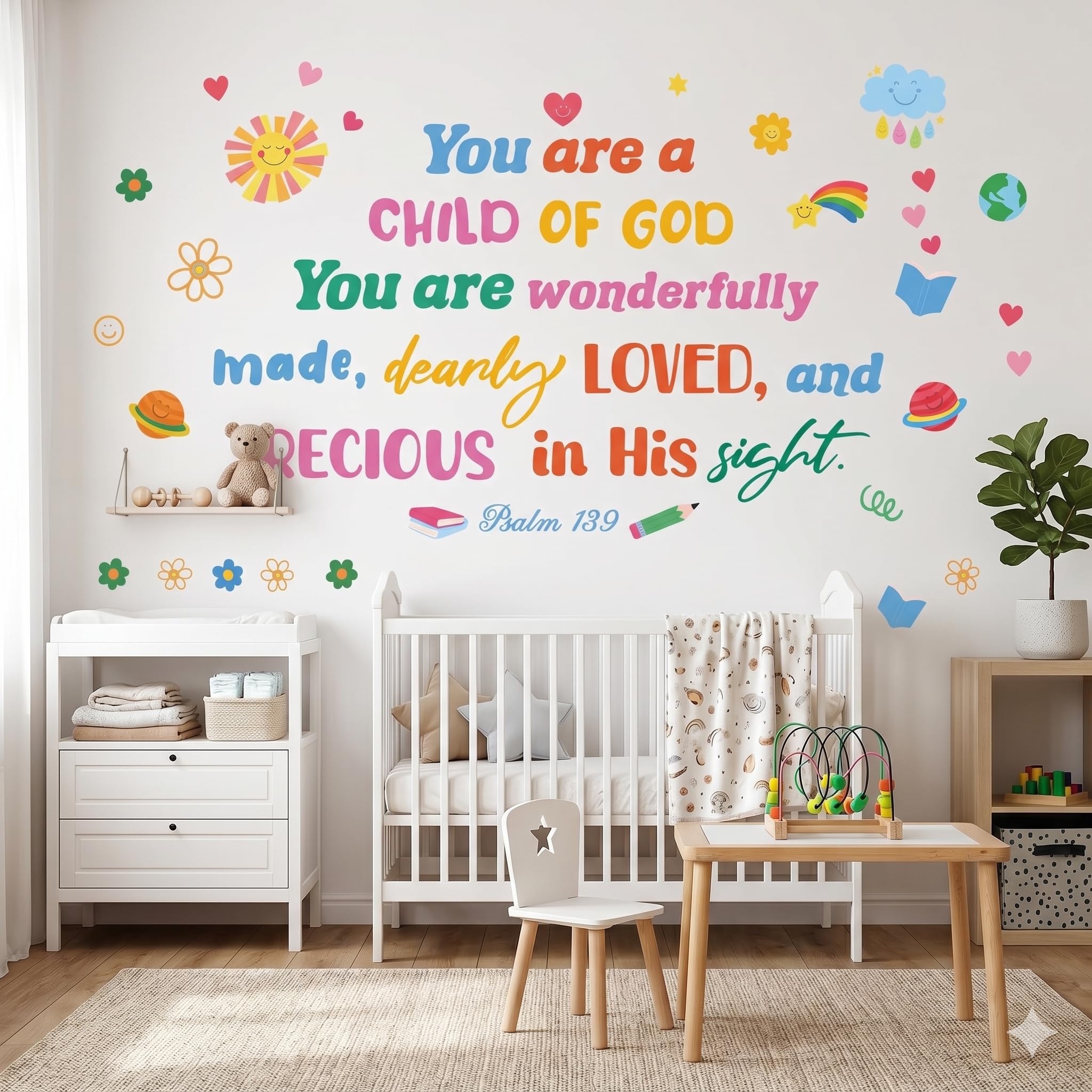 Decowall Child Of God Inspirational Quote Wall Stickers – Faith Inspired Bible Verse Decals For Kids Bedroom Nursery Classroom Decor (Ds6-8085)