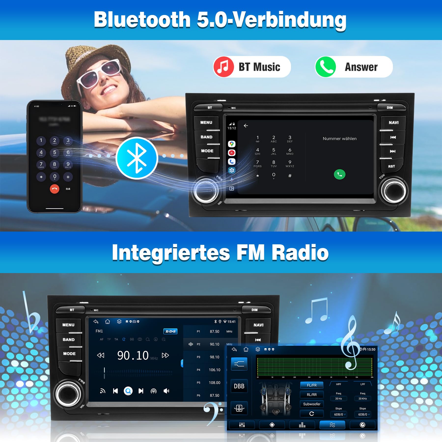 Radio samochodowe z systemem Android 13 do Audi A4/S4/RS4 B6/B7 (2002-2008) | 7-calowy ekran dotykowy IPS z kamerą cofania HD | Bezprzewodowy CarPlay i Android Auto | Nawigacja GPS 2 GB + 64 GB