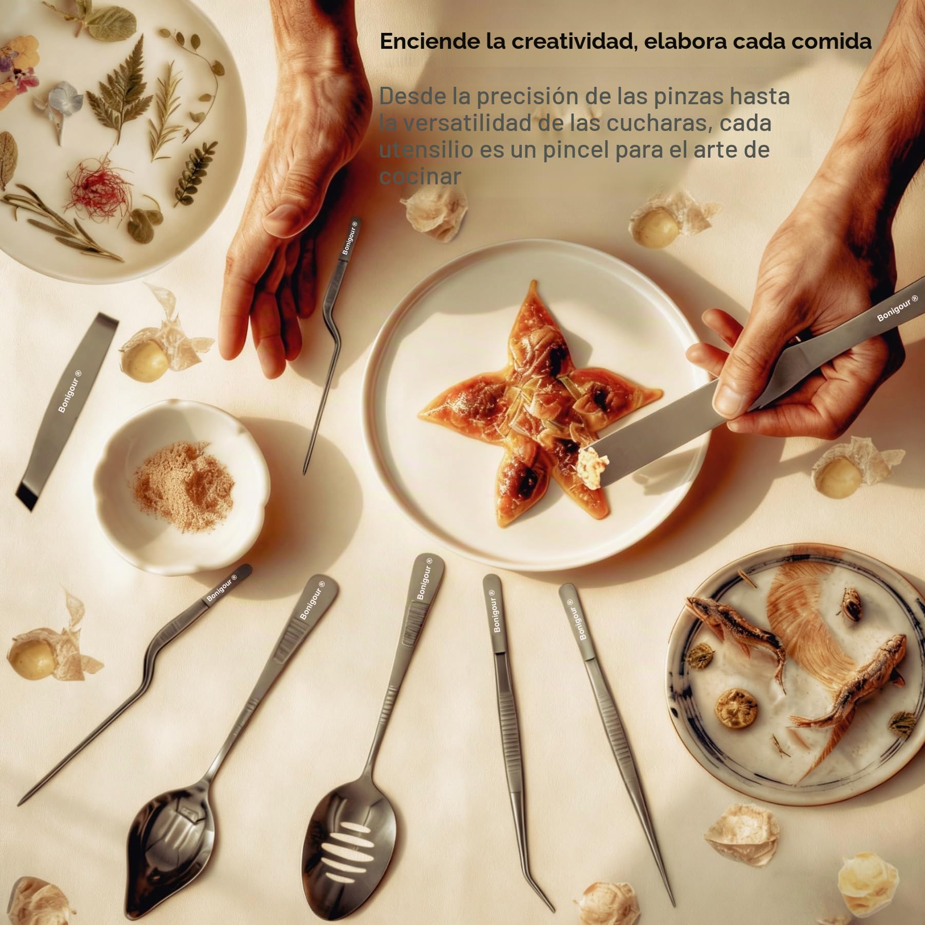 Herramientas de chapado de chef, juego de herramientas profesionales de chapado culinario, pinzas de pescado de acero inoxidable, espátula de pastelería, pinzas de decoración de pasteles para