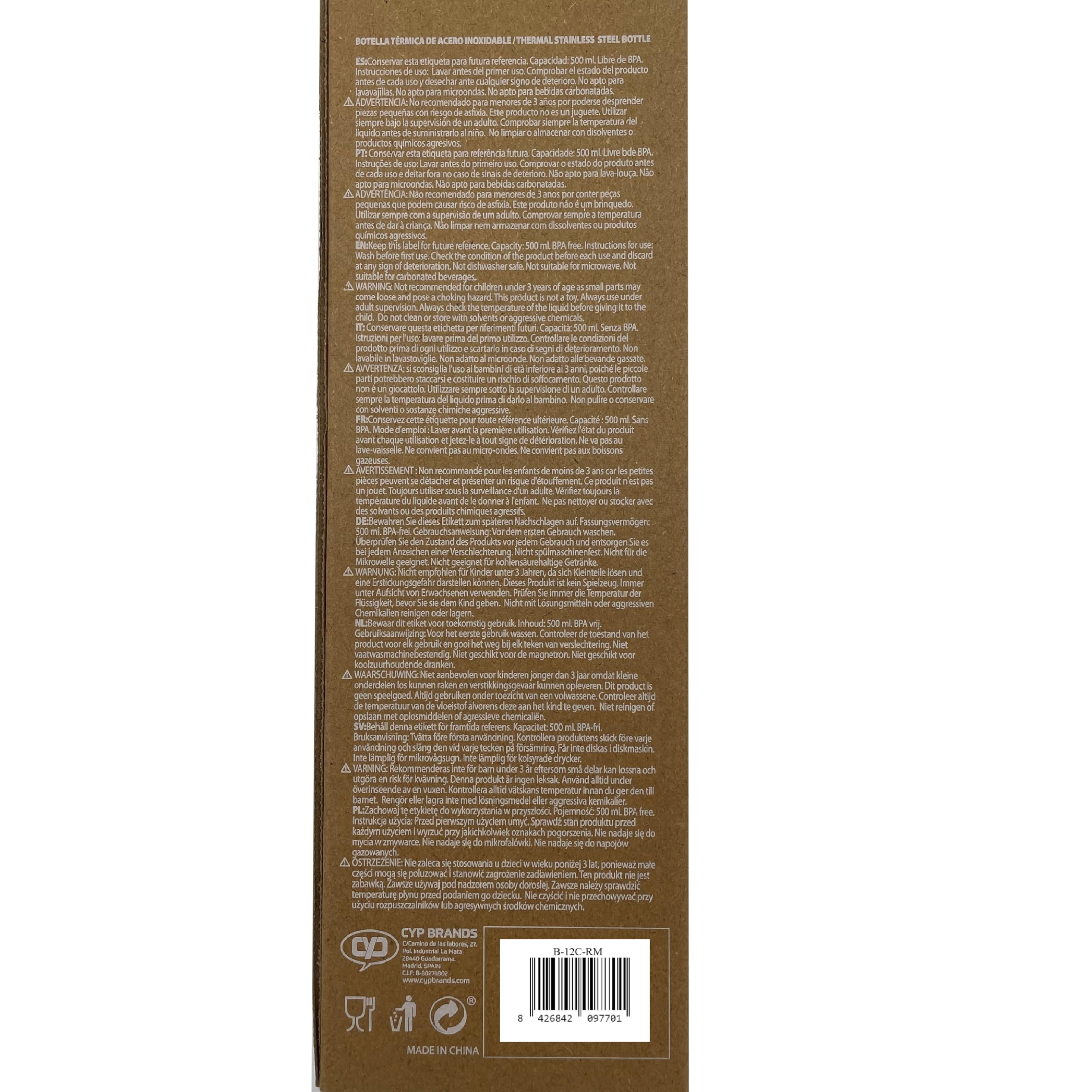 Borraccia Real Madrid In Acciaio Inox 550ml - Ufficiale, Termica, Con Iniziale Personalizzata - Foto 6