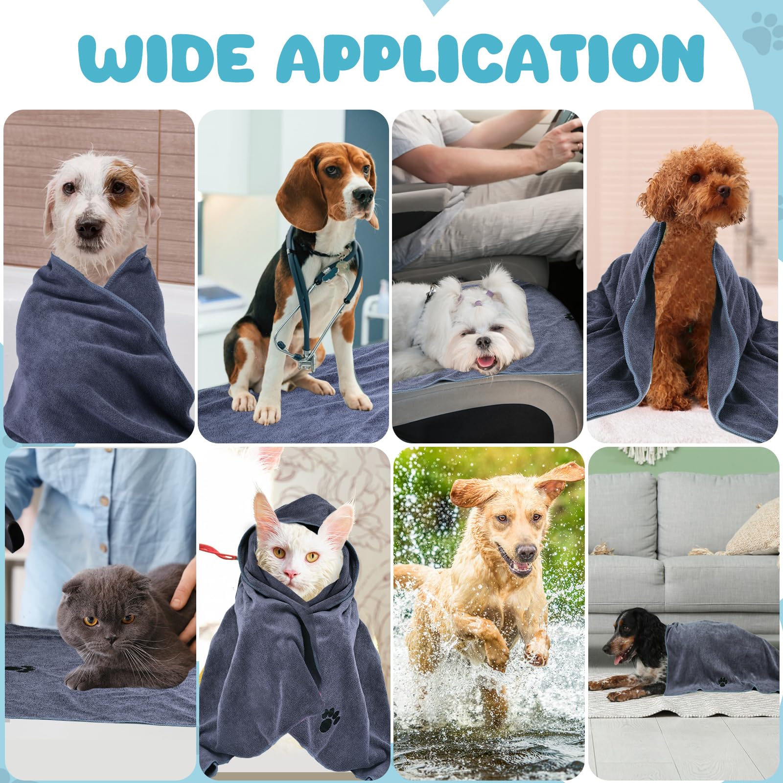 2 Pack Microfiber Dog Towels for Drying Dogs, Super Absorbent and Soft view 7