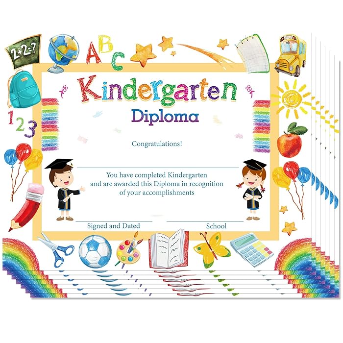 Buy 35 Pieces Kindergarten Diploma, Colorful Kindergarten Graduation Award Certificate Preschool