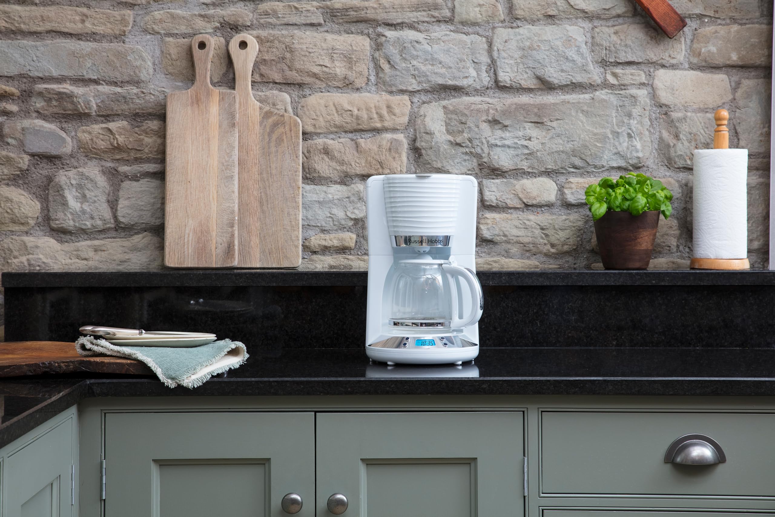 Russell Hobbs Tostadora Inspire, Plástico Texturizado, Blanco 24370-56 + Hervidor de Agua Eléctrico Inspire 1,7 litros 24360-70 + Cafetera de Goteo Inspire 24390-56