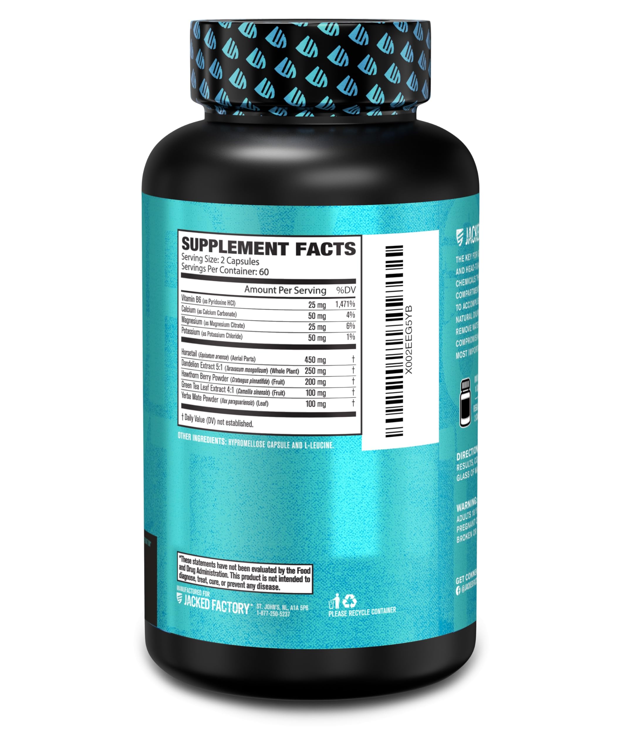 JACKED FACTORY Dry-XT Diuretic Water Pills - Natural Supplement | Reduces Water Retention & Bloating | Dandelion Root Extract, Potassium, 7 More Powerful Ingredients - 120 Veggie Capsules — Amazon image 8