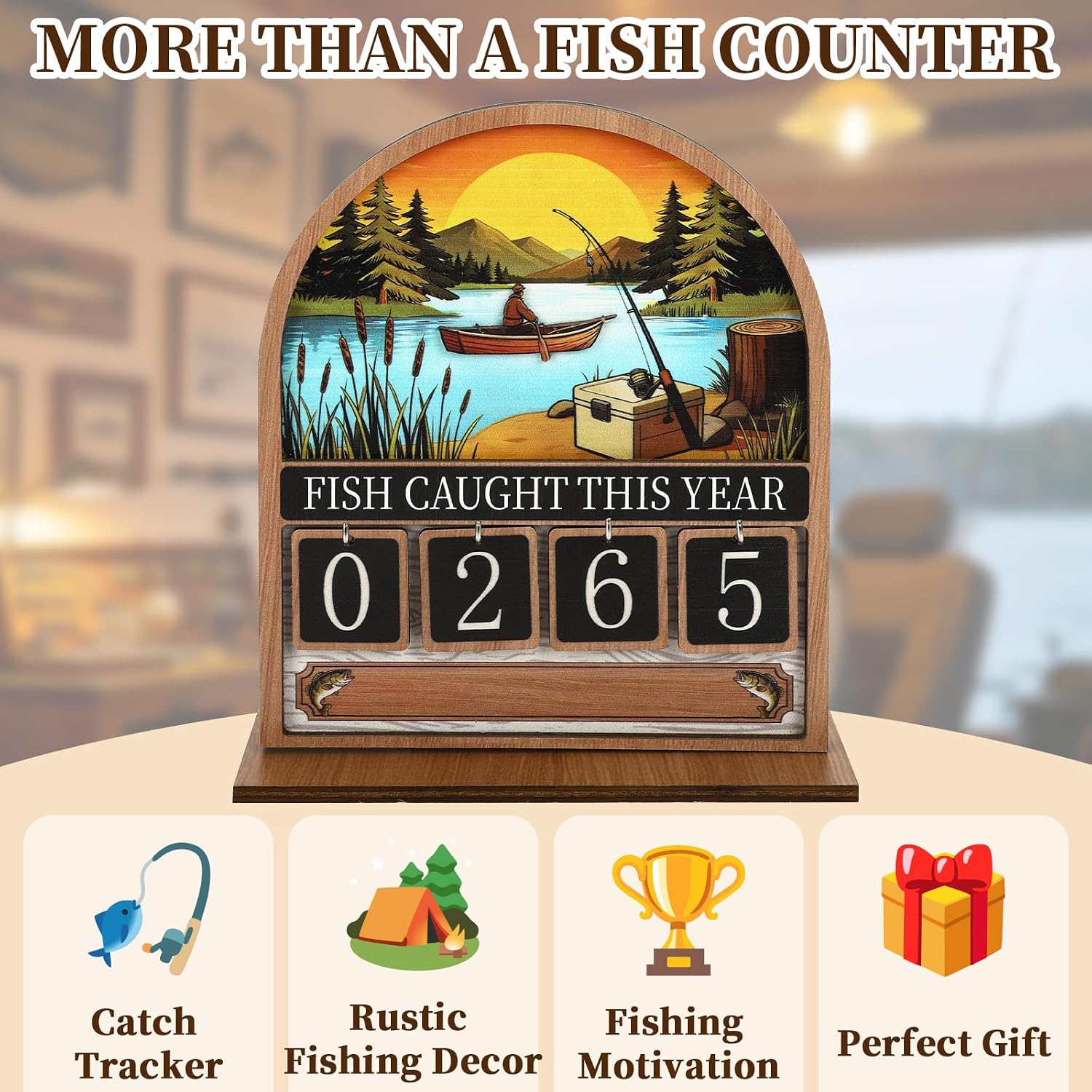 Fish Caught This Year Sign Wooden Fishing Tracker Sign image 3