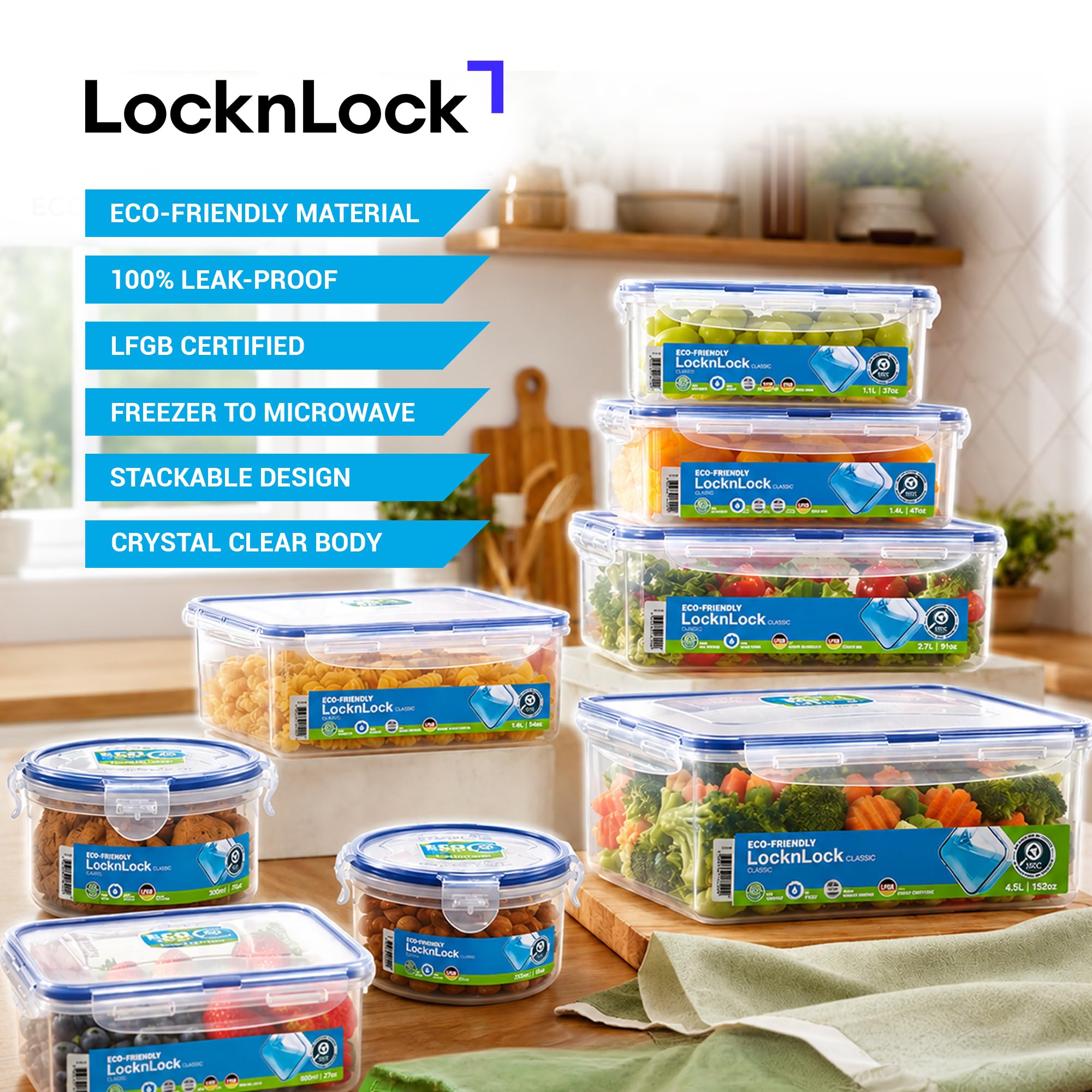 Lock& Lock HPL811 pojemniki na zapasy i pojemniki na żywność | pojemność 0,6 l | hermetyczne i wodoszczelne | pojemnik do przechowywania | pojemnik na zapasy z 4-krotnym zamknięciem zatrzaskowym –