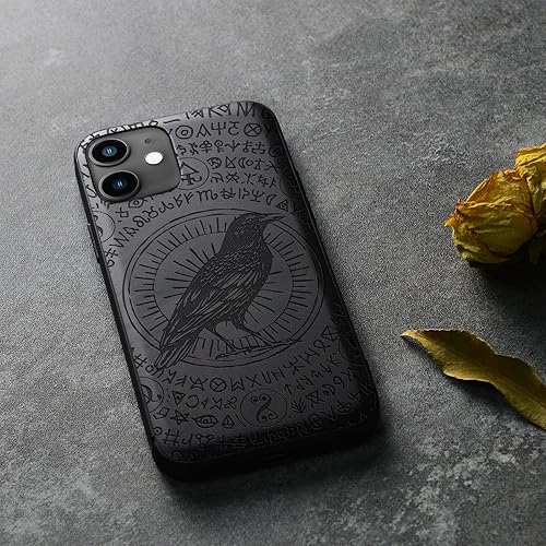 Miniatura 4 de Carveit Funda de madera para iPhone 11 madera natural y TPU suave negro a prueba de golpes, protector único de madera para teléfono compatible con