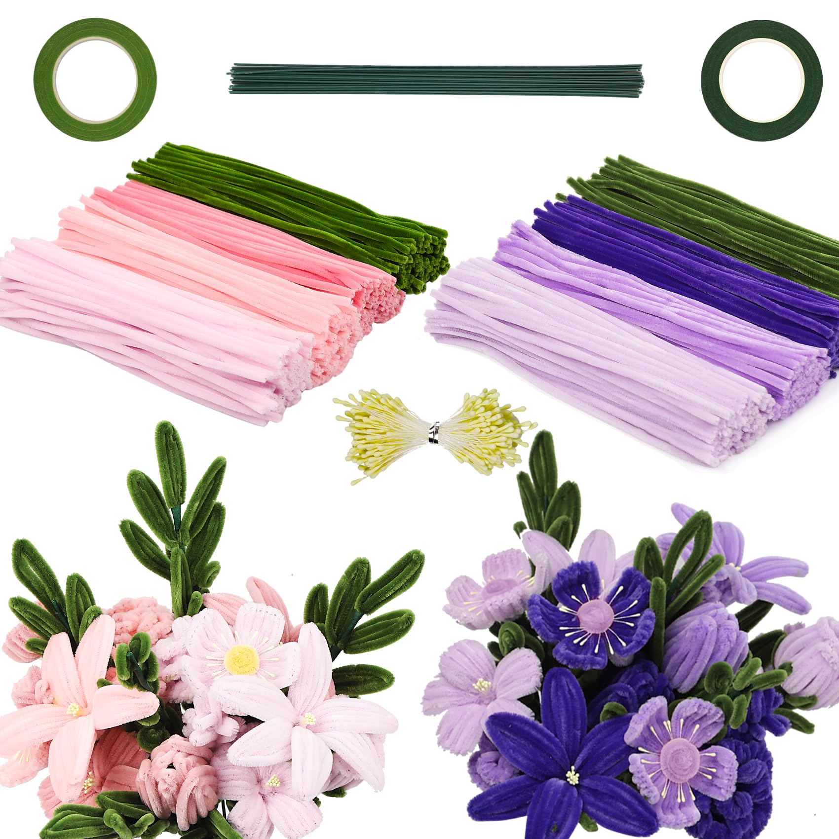 Cure-pipe chenille tulipe pour bouquet de fleurs fait maison - 8