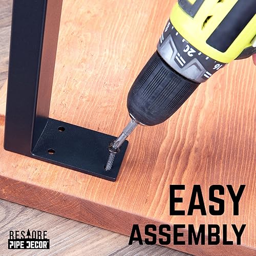 Miniatura 7 de PIPE DECOR Patas de mesa de metal, 18 pulgadas de altura, color negro, juego de 2 patas de acero industrial para mesas o bancos