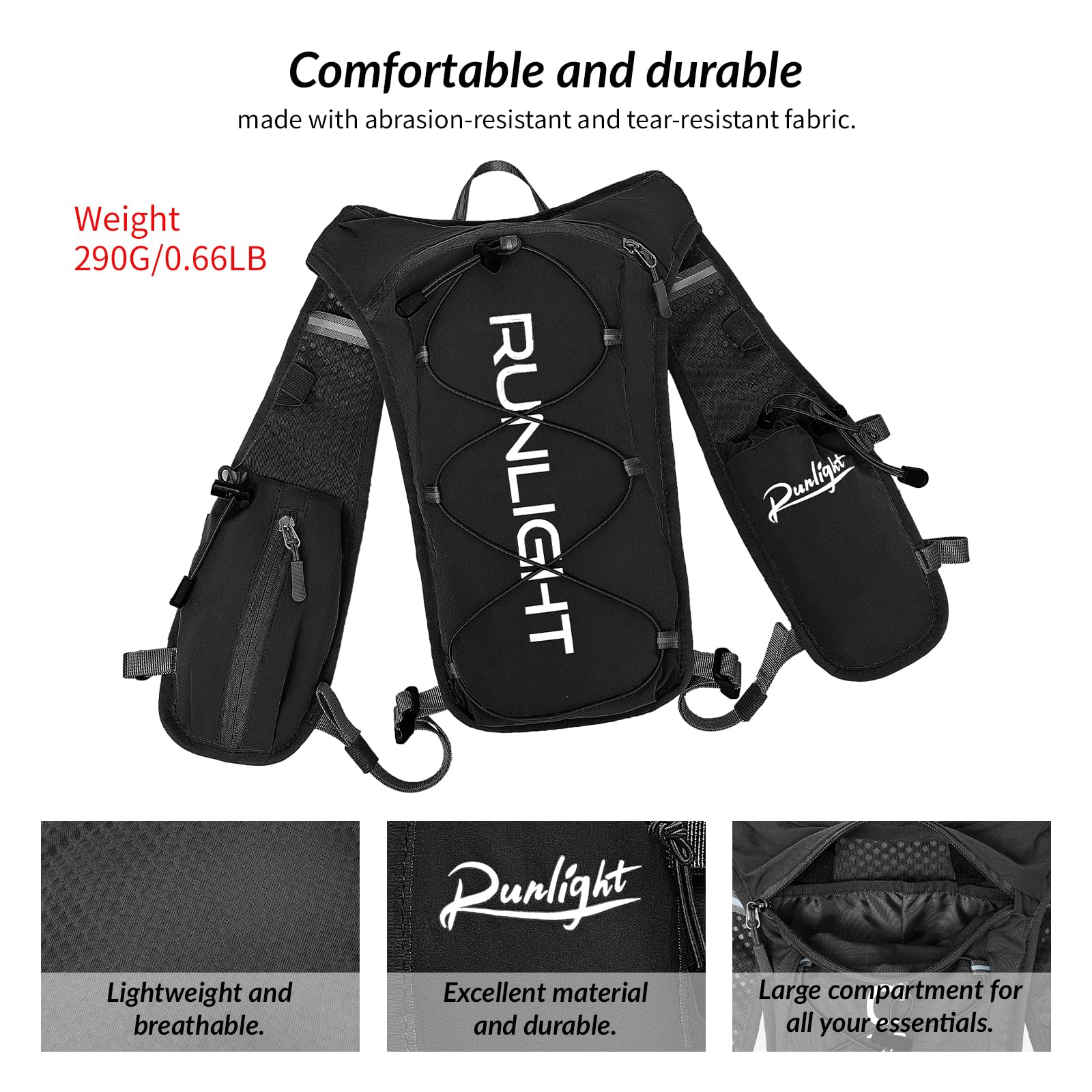 Laufweste, Leichter Wasserrucksack mit 500 ml Soft Flask, Lauf-Trinkwesten-Rucksack für Männer und Frauen, Trinkrucksack zum Wandern, Radfahren für Männer und Frauen