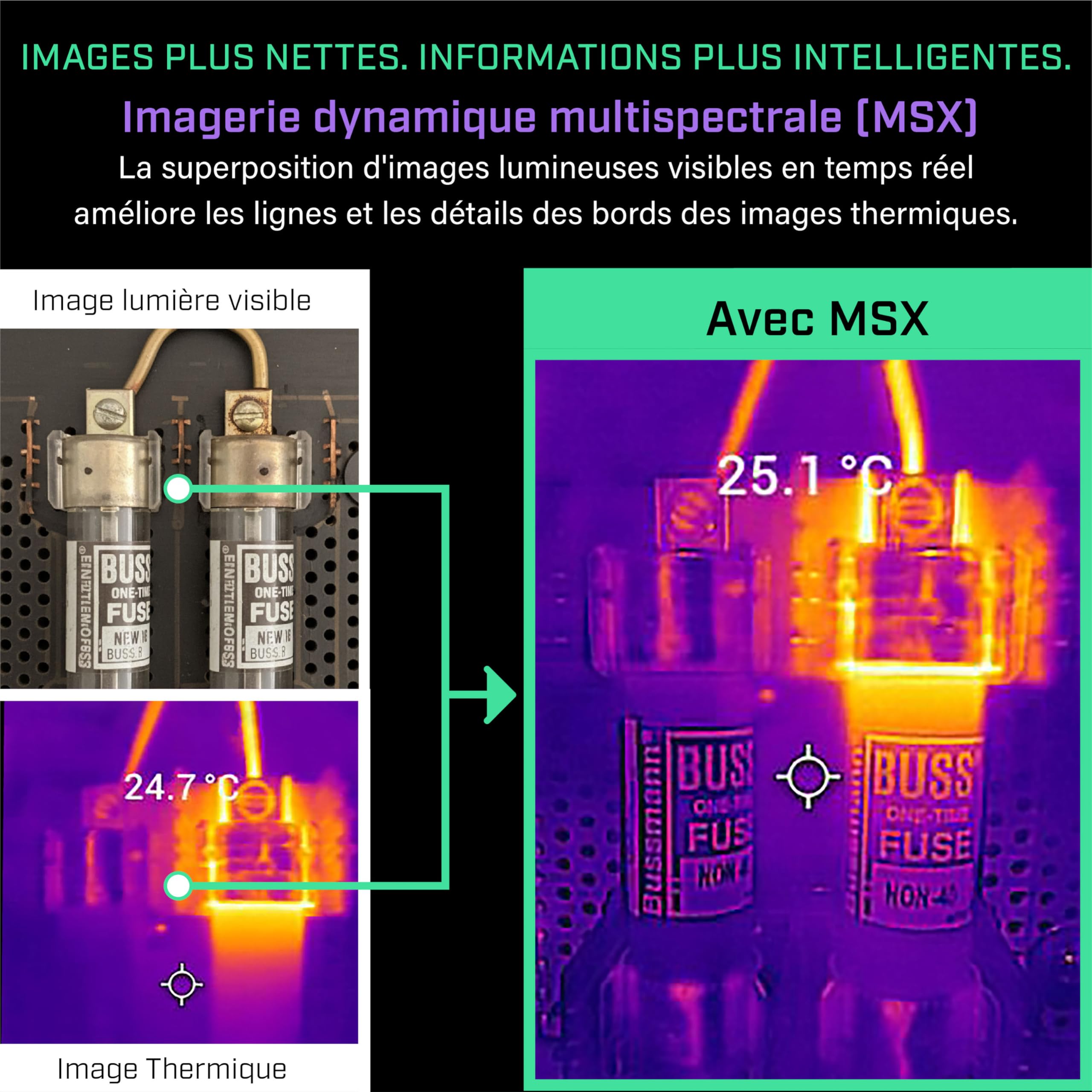 Flir One - Caméra thermique pour smartphones iOS (iPhone 15 et versions ultérieures avec USB-C), super résolution 240x180 (80x60 IR natif)