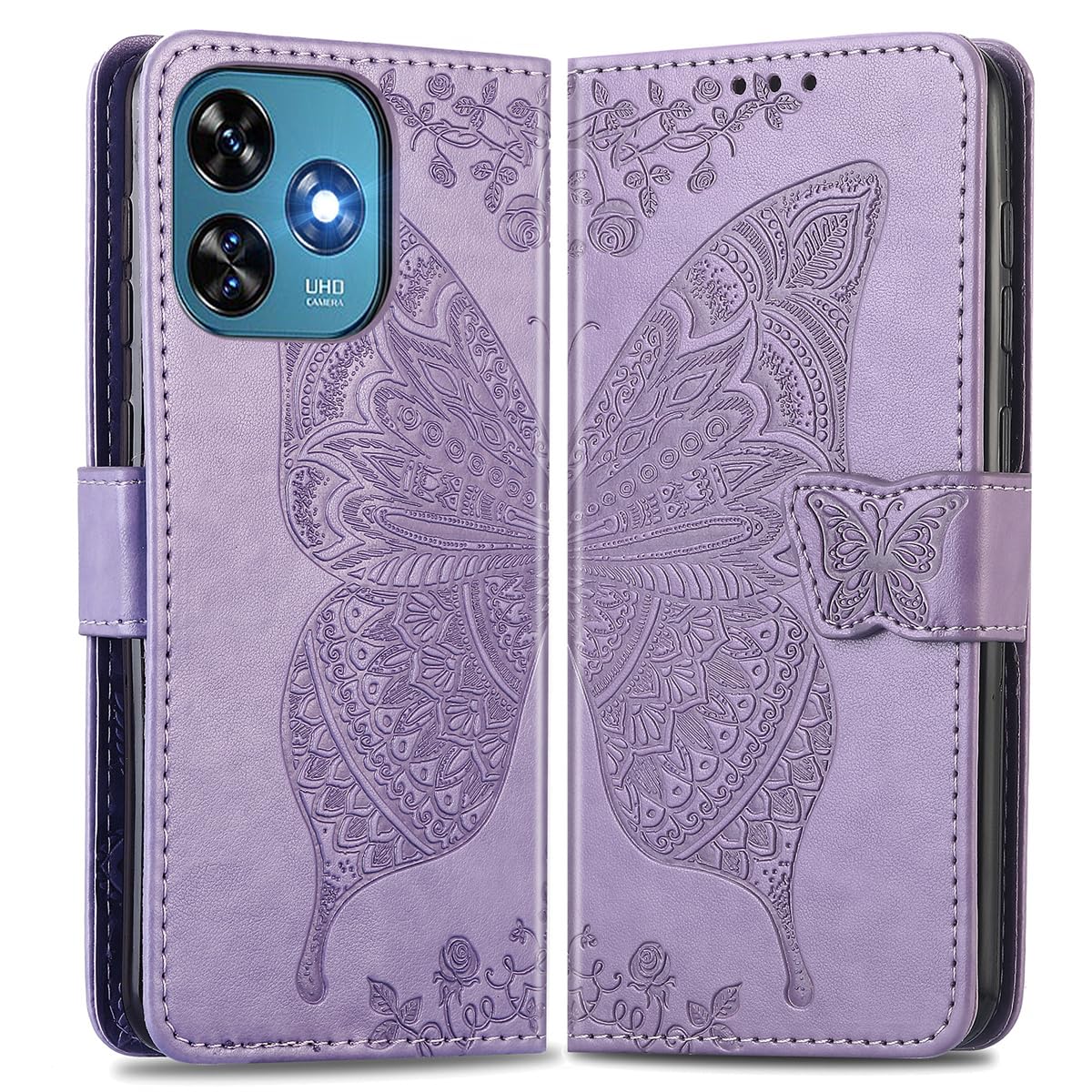 BoerHang Cover per Oukitel C38, Slot per Schede, Staffa, Cover Pelle PU Flip Portafoglio per Oukitel C38.(Viola