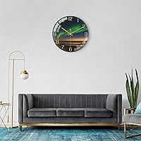 Vista 8 de VIKMARI Reloj de pared moderno de 8 pulgadas, accesorios estéticos de decoración negra y dorada, relojes aurora silenciosos inusuales sin tictac