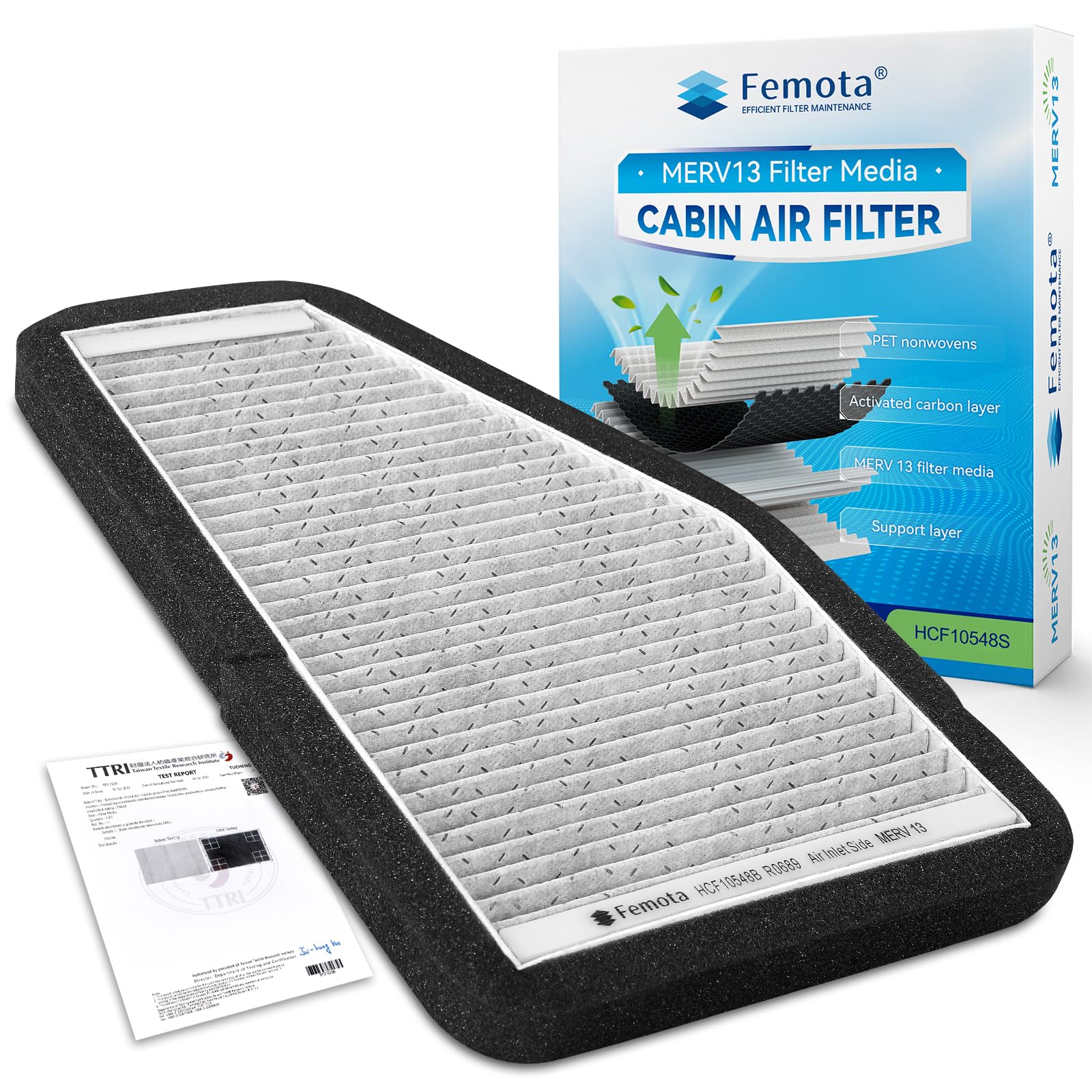 Femota Certified MERV 13 Cabin Air Filter with Activated Carbon, CF10548 for Ford Escape (2007-2012), Mazda Tribute (2008-2011), Mercury Mariner (2007