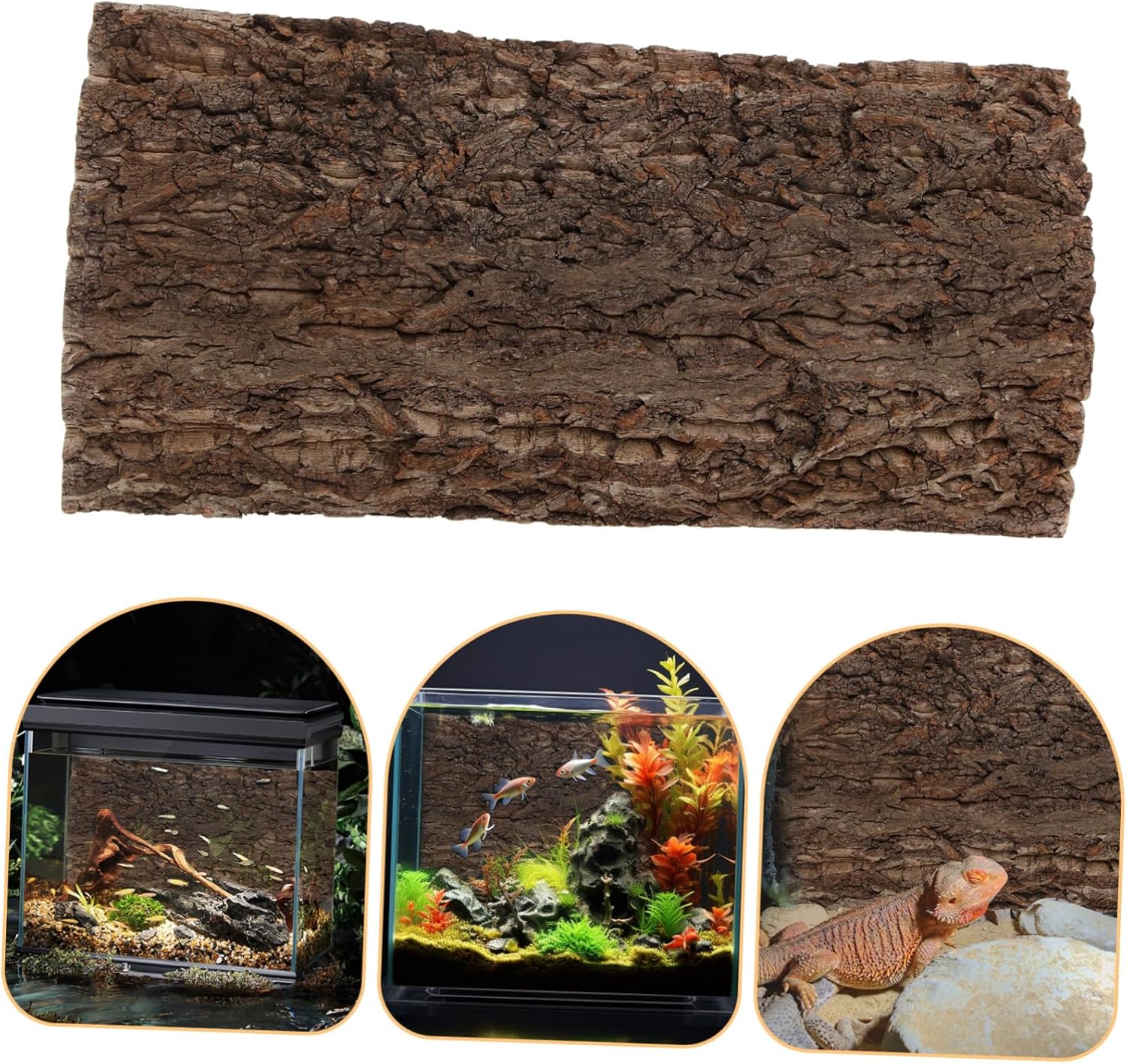 Pet Reptile Bark Decor Natural Terrarium Tree Bark Decoration for Aquatic Animals Safe Lifelike Background for Fish Tank Reptile Habitat Easy to Place No Maintenance Required
