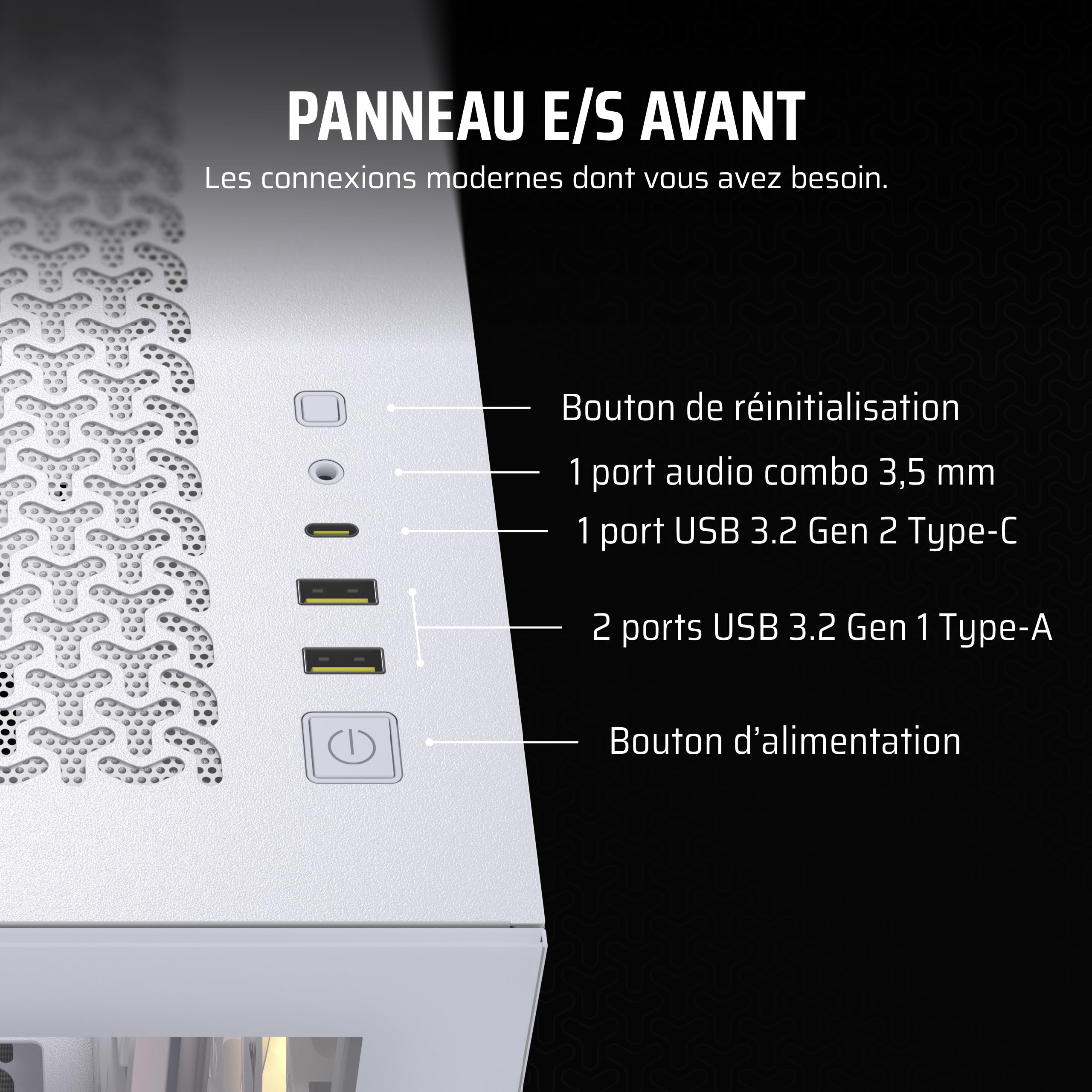 CORSAIR 3500X ARGB Boîtier PC ATX Mid-Tower à Double Chambre – Verre Trempé Panoramique - Connexion Inversée Compatible avec La Carte Mère –3X Ventilateurs CORSAIR RS120 ARGB Inclus – Blanc