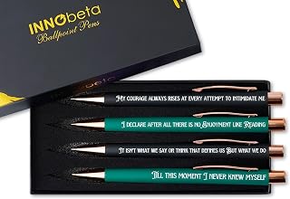 InnoBeta Jane Austen Gifts for Women Men Teens, Ballpoint Pen Set of 4 with Quotes, Pride and Prejudice Gifts for Book Lovers