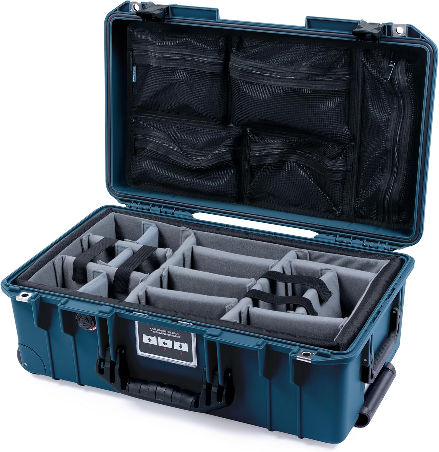 Pelican Deep Pacific 1535 Air Case with Black Handles - Comes with adjustable Grey Dividers & Mesh Lid Organizer