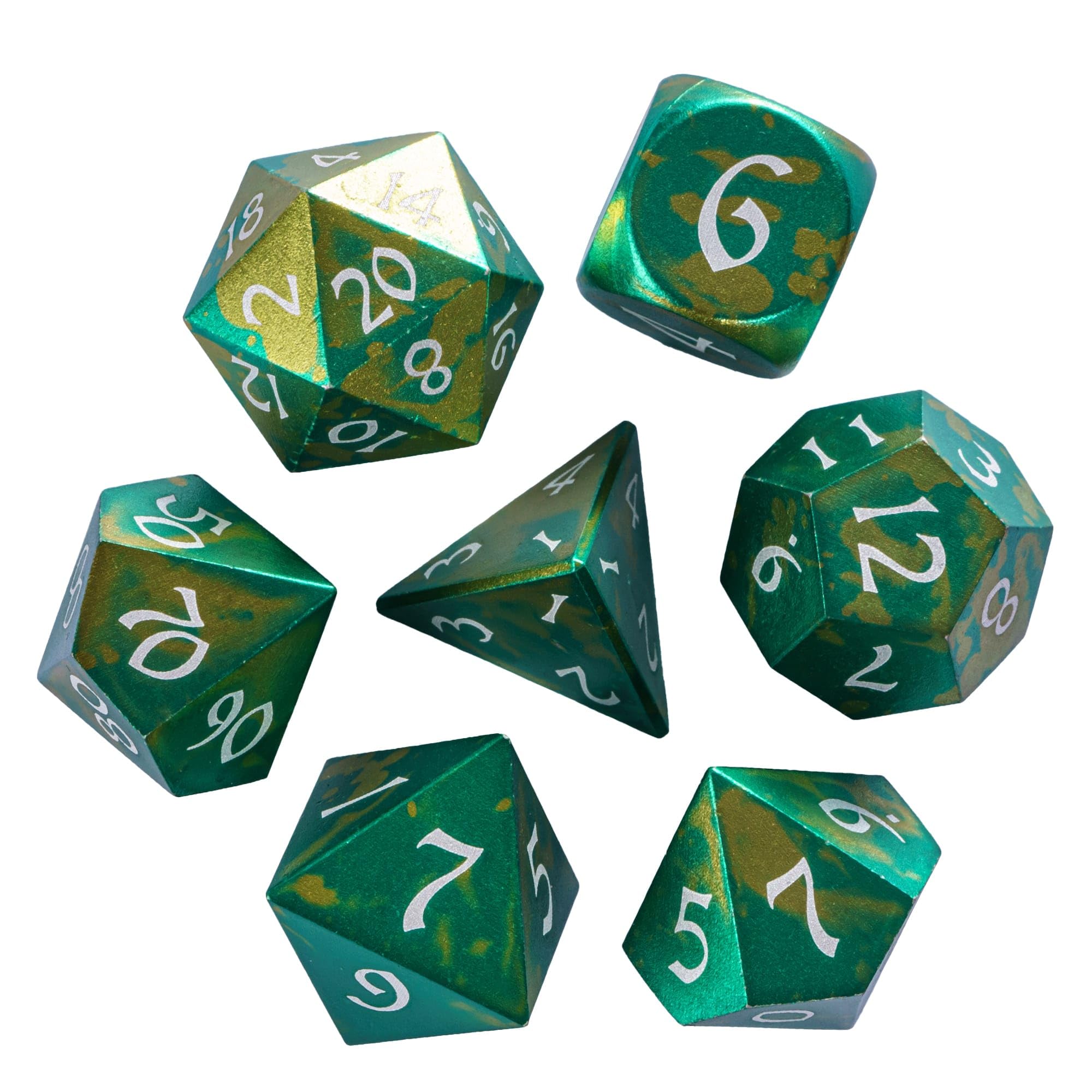 UDIXI Aluminum Metal Dice Set D&D, 7 Die RPG Metal DND Polyhedral Dice Set for Dungeons and Dragons Role Playing Games