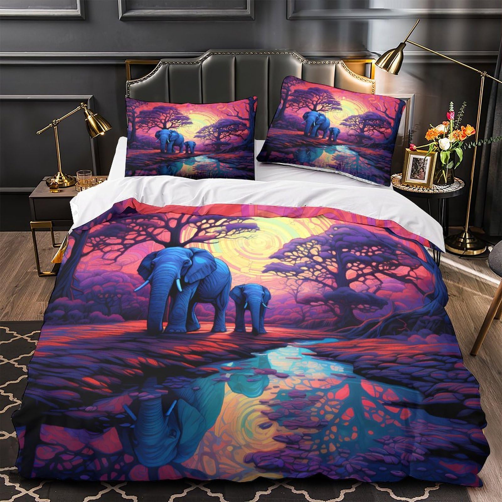 Housse de couette éléphant 3D pour une chambre d'ado moderne et cocooning