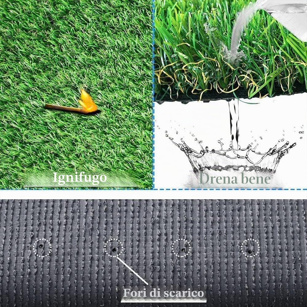 Rotolo di erba artificiale 1 m × 10 m × 30 mm Altezza del mucchio Tappeto erba artificiale ad alta densità Piastrelle per erba artificiale dall'aspetto realistico Tappeto erboso artificiale