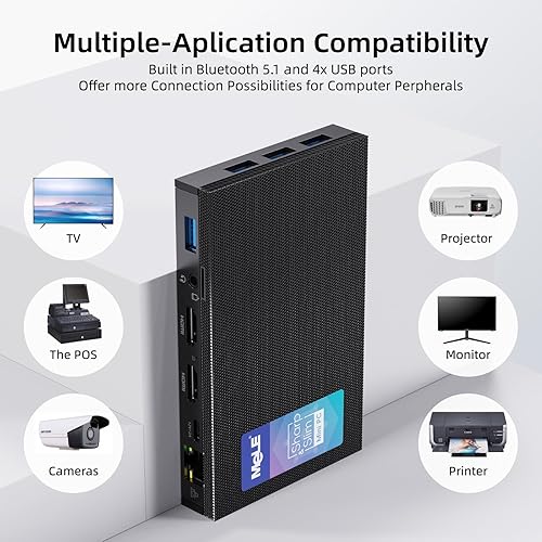 Vista 3 de MeLE Quieter2Q Mini PC sin ventilador, Celeron J4125 8GB 128GB Micro Computer, pequeño escritorio con Gigabit Ethernet PXE Dual HDMI 4K desbloqueo