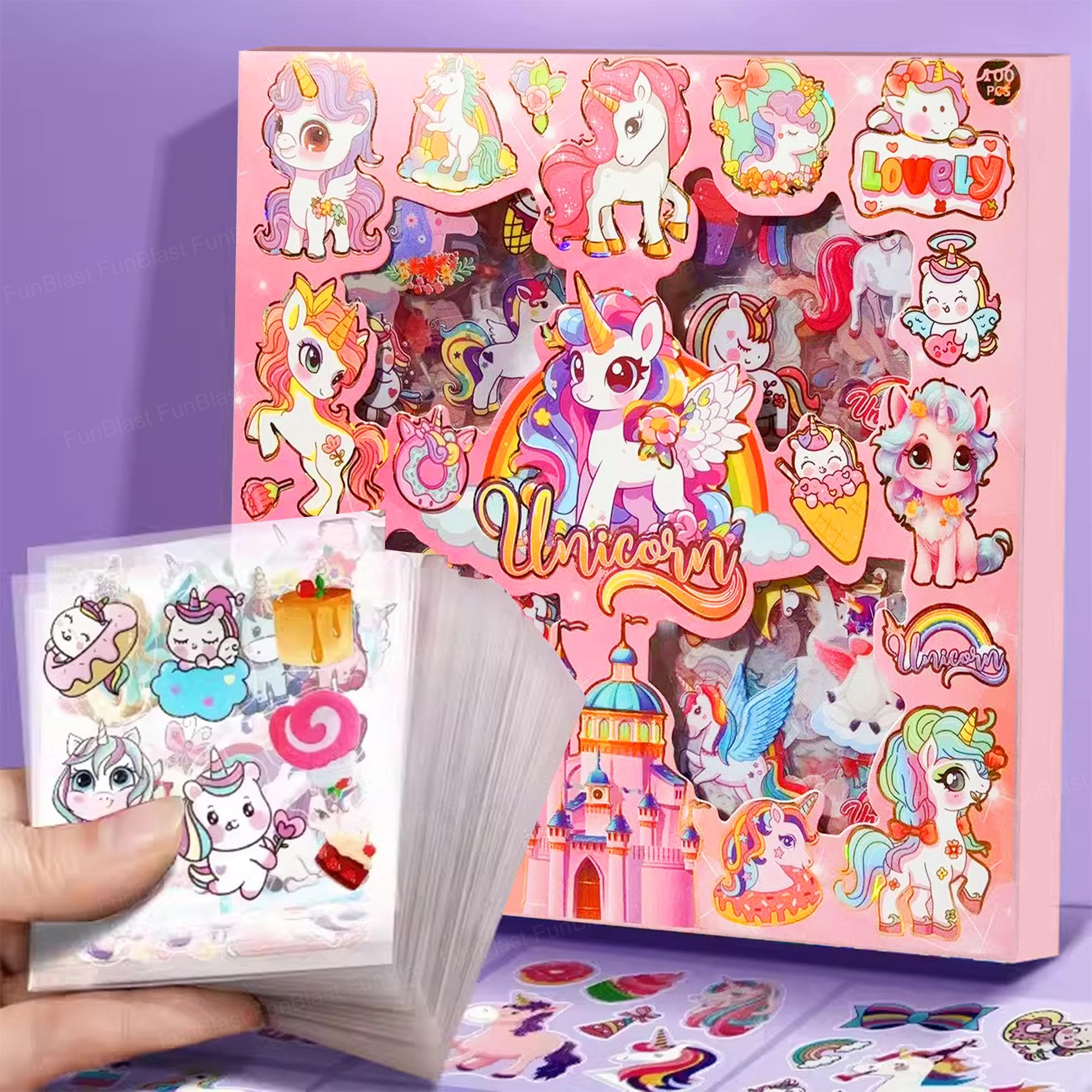 FunBlast Unicorn Theme PET Stickers, Kawaii Sticker – 100 Sheets; 500+ Pcs Aesthetic Sticker, Japanese Style Craft Stickers, Self-Adhesive Sticker’s Set - Multicolor (G)-image-24
