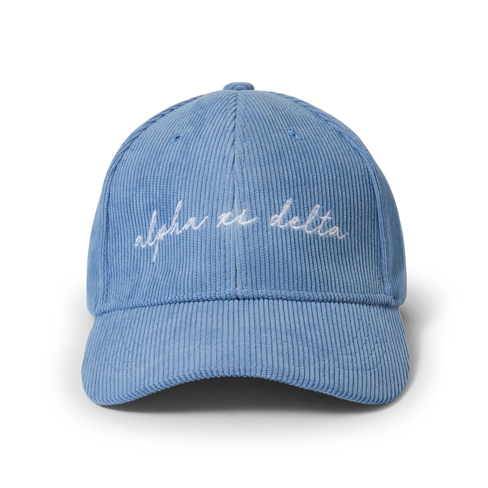 Sorority Shop Alpha Xi Delta Baseball Cap - Embroidered Logo, Soft Corduroy Blue