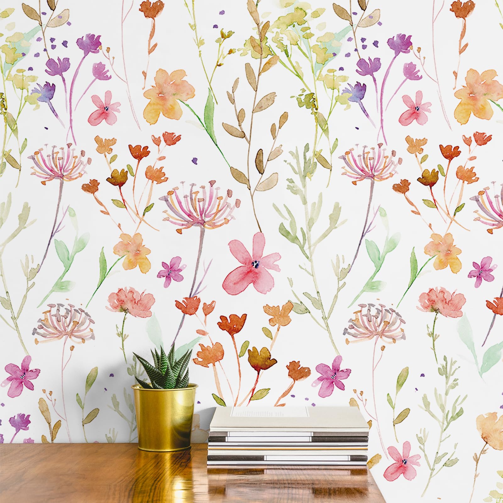 VEELIKE Papel Pintado Flores Rosa Crisantemo 44.5 cm × 900 cm Papel Pintado Pared Dormitorio Niña Murales Decorativos Pared Salon Vinilos para Muebles Cocina Decoracion Habitacion Baño Extraíble