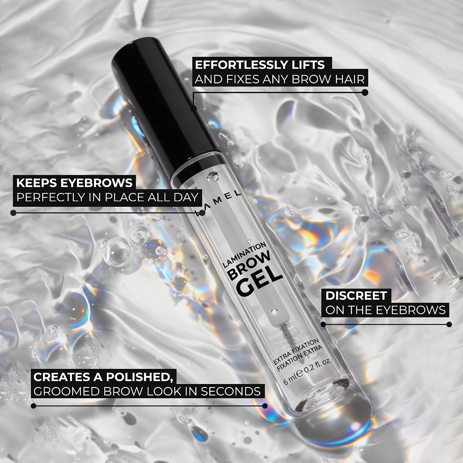 LAMEL Lamination Clear Brow and Lash Gel - Megafixing Eyebrow Glue, Eyebrow Gel, Waterproof & Sweat-Proof Clear Mascara, Setting for Feathered & Fluffy Brows - Flawless Eyebrow Makeup