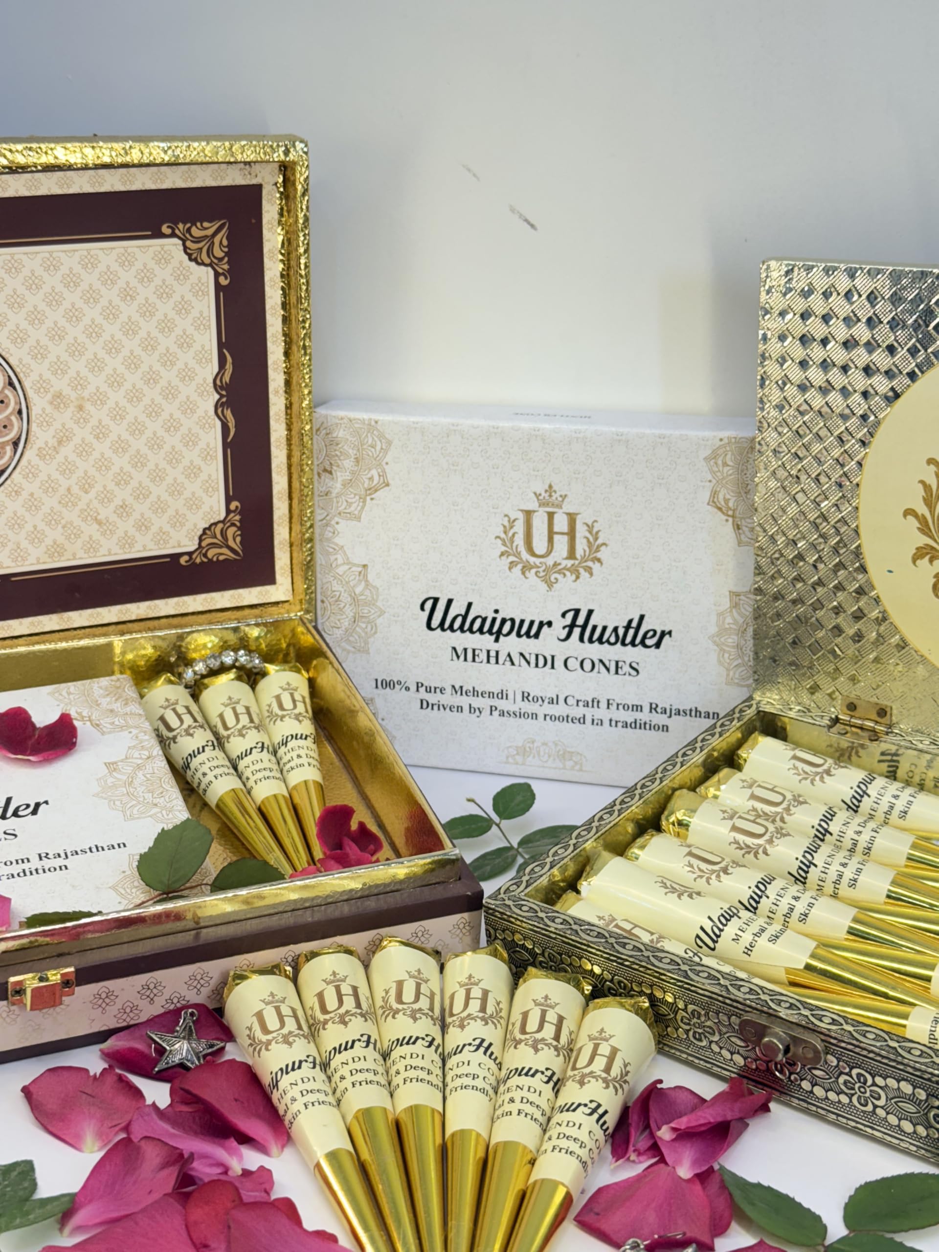 Mehandi Cones, 100% Natural Henna, Dark Stain, Chemical-Free, Pack of 12, for Bridal and Festival Use-image-19