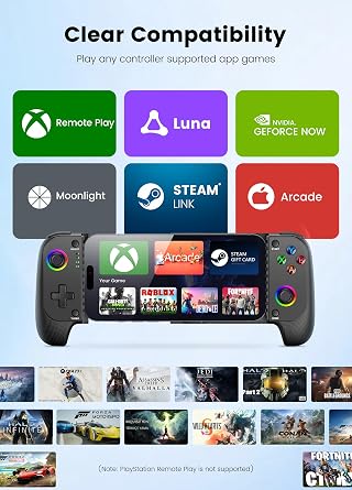Wireless Phone Controller for iPhone/Android with Hall Joystick, Moblie Controller for iPhone Support Xbox Game Pass, Steam Link, Call of Duty, Roblox, Handheld Gaming Gamepad, Nintendo DS Consoles