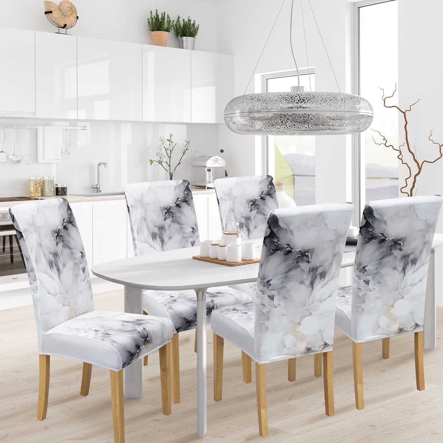 BIETYONE Chair Covers,Dining Room Chair Covers Set of 4,Stretch Kitchen Chair Cover,Washable Dining Chair Cover,Parsons Chair Slipcovers Protective,for Home,Restaurant,Banquet