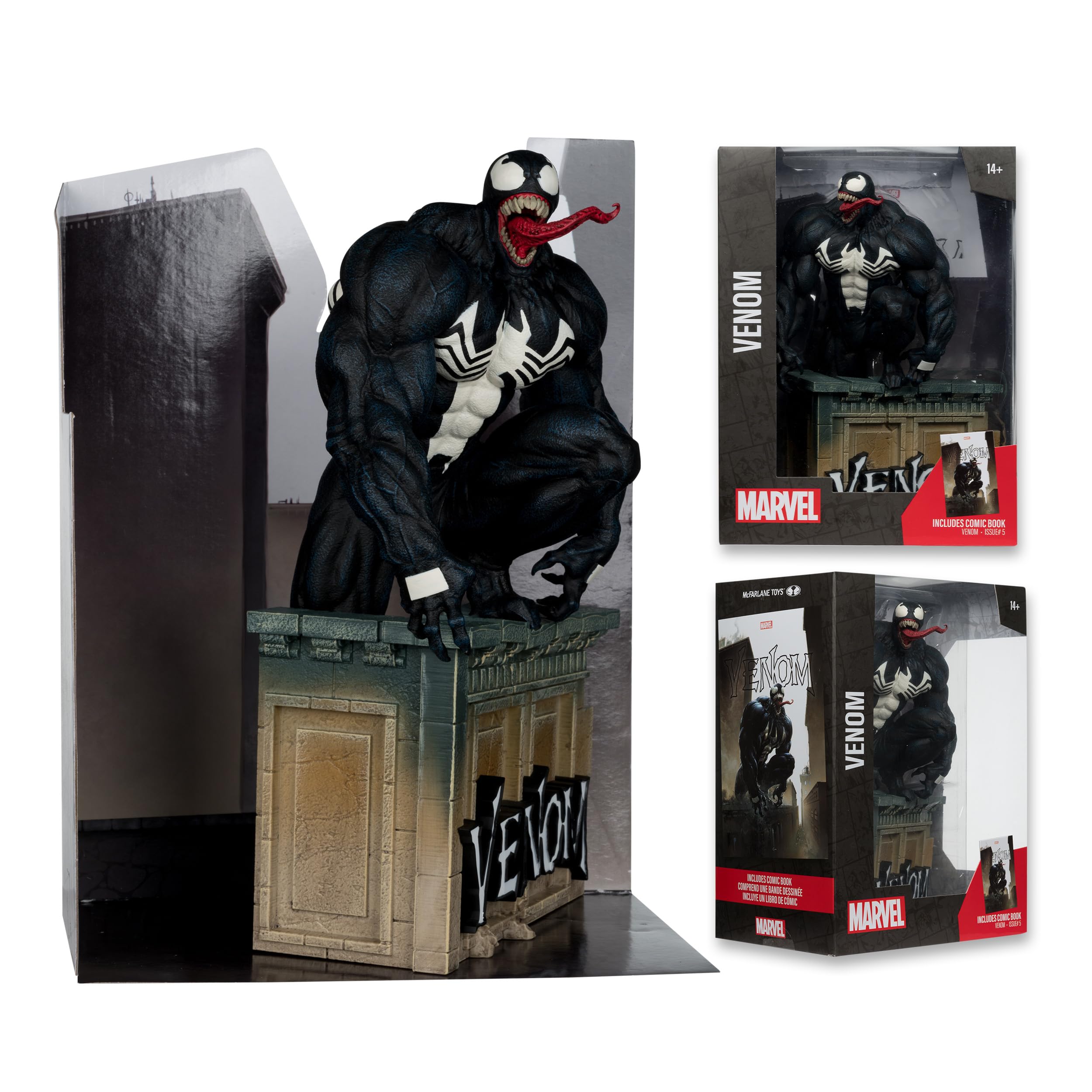 McFarlane Toys - Marvel Venom - Coleccionable a Escala 1:6 con Escena y cómic (Venom #5)