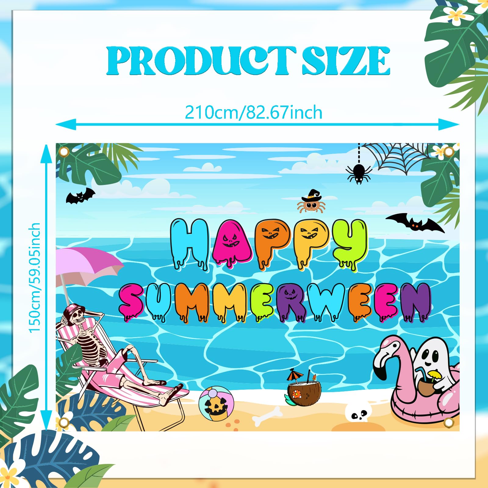 Happy Summerween Hintergrund-Banner 2,1 X 1,5 M – Party-Dekoration Für Halloween Im Sommer
