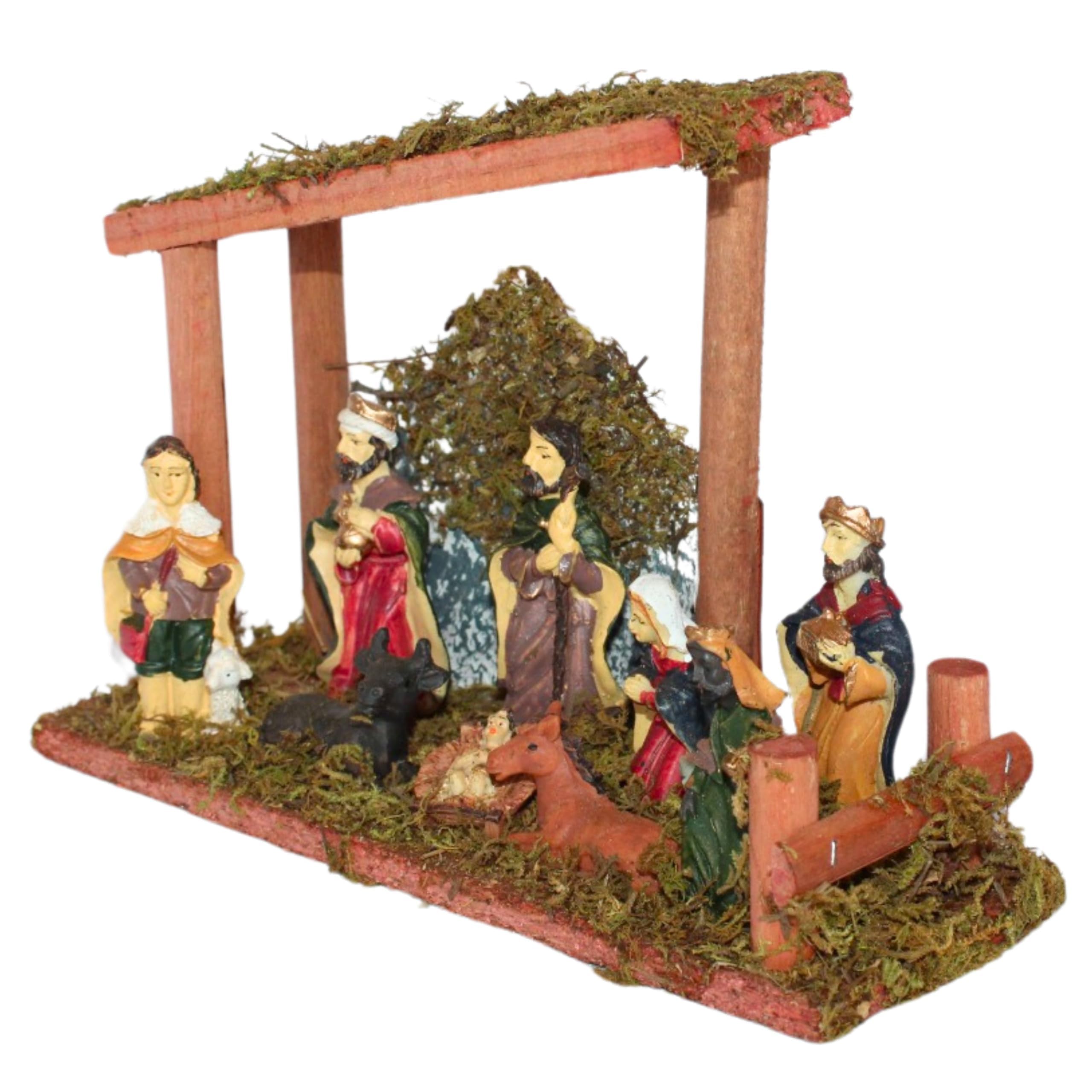 BEST&FREE Belen Navidad Completo con 9 Figuras Belen Navidad 20x15cm. Incuido Portal De Belen o Pesebre para Belenes De Navidad. Completa Tu Portal De Belen con Las Figuritas De Belén.