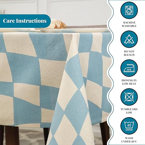 Miniatura 7 de Folkulture Mantel (60 x 84) Mantel 100% algodón para comedor Mantel azul para restaurante Mantel de exterior o manteles rectangulares Manteles