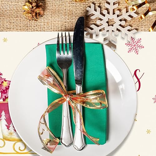 Miniatura 4 de 100 manteles individuales de invierno con diseño de árbol de Navidad rosa Let It Snow de 14 pulgadas, manteles desechables de papel para decoración