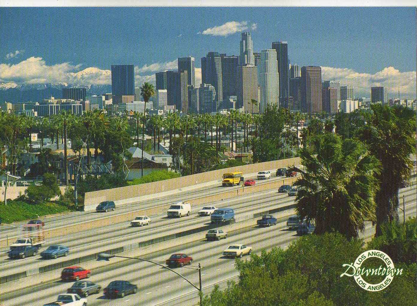 Amazon.com : Downtown LA Overlooking LA Freeways Postcard : Blank ...