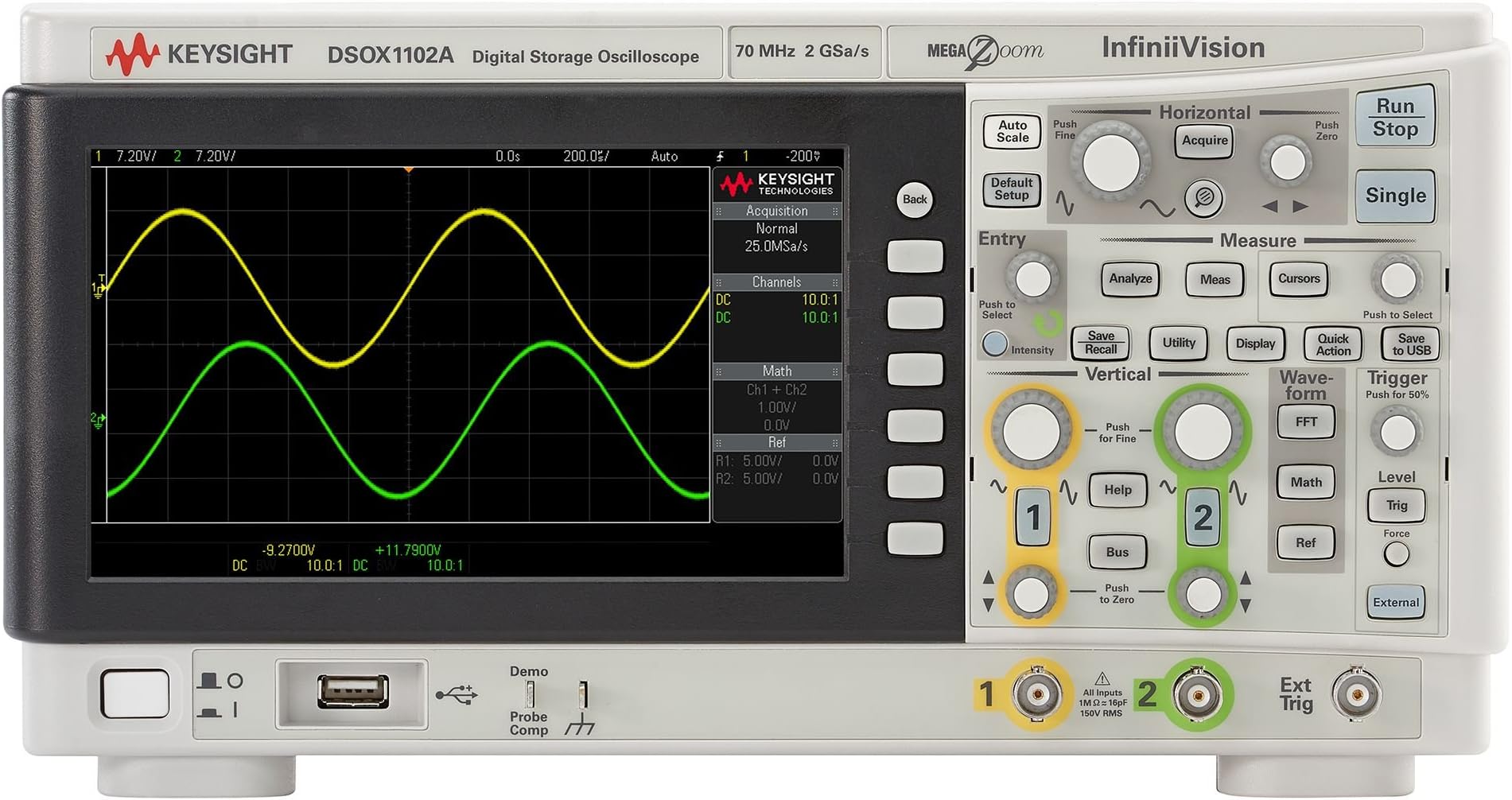 KEYSIGHT DSOX1102A Oscilloscope: 70 MHz, 2 Analog Channels