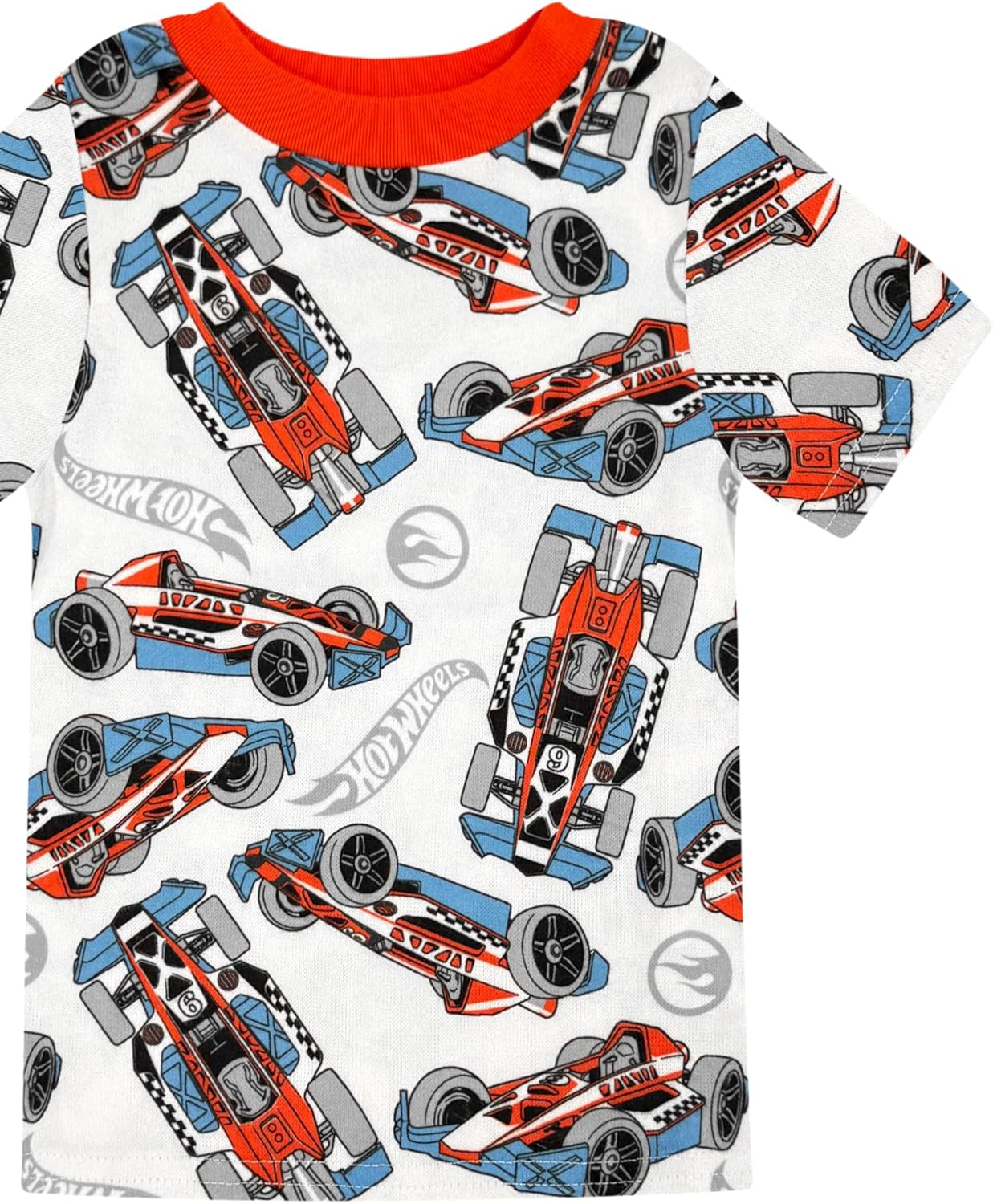 Hot Wheels 4 Piece Pajama Set - Toddler Boys Snug Fit PJ Set, Short Sleeve Shorts & Pants - Kids Sleepwear - Official License