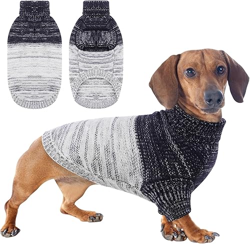 Queenmore Pullover Large Dog Sweater,Classic Turtleneck Warm Pet Sweater with Le