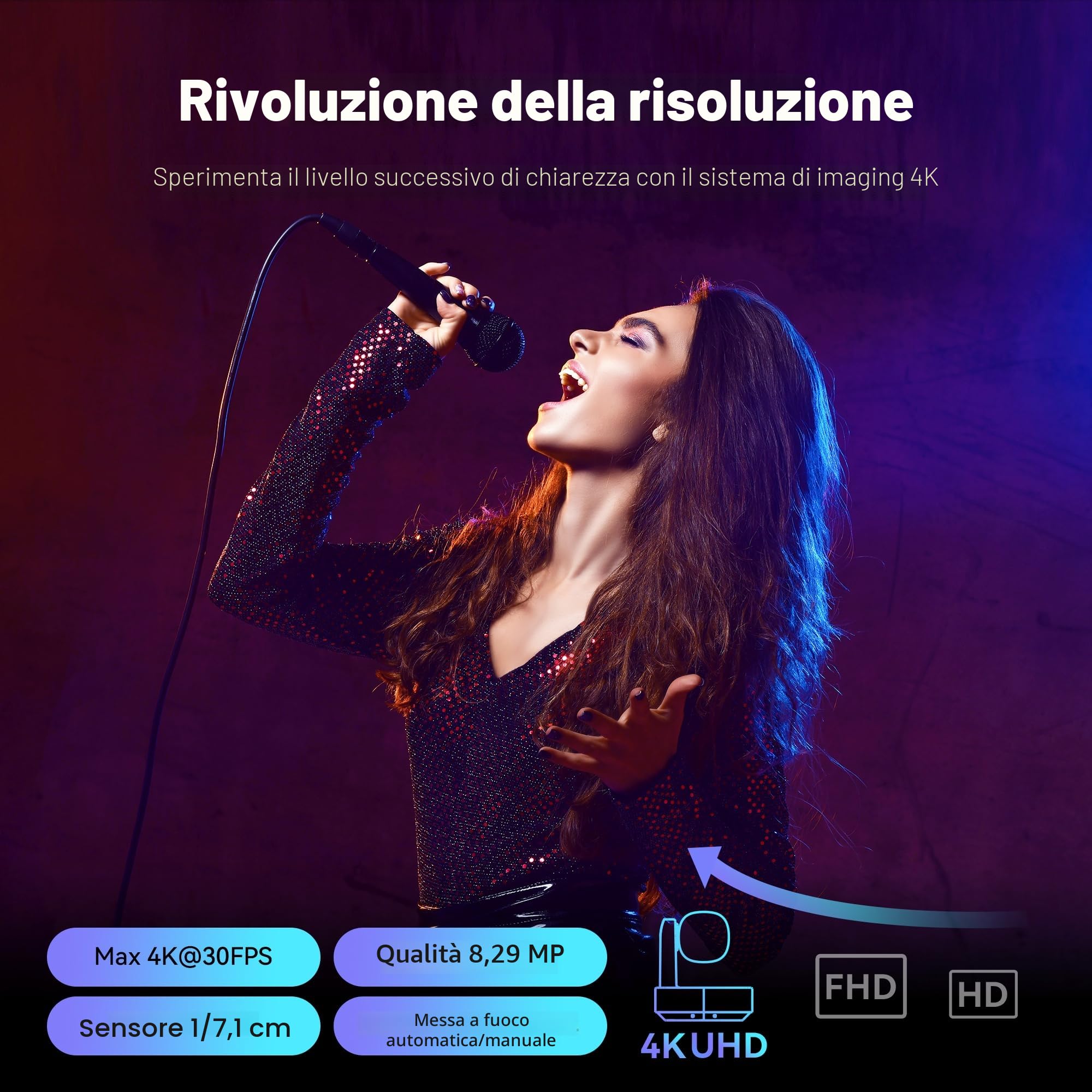Tenveo Telecamera PTZ NDI 4K con Tracking Automatico AI, Zoom Ottico 12X, USB3.0 HDMI LAN PoE NDI Camera IP Streaming Live per Chiesa Conferenze Trasmissioni Eventi YouTube OBS vMix Livestream