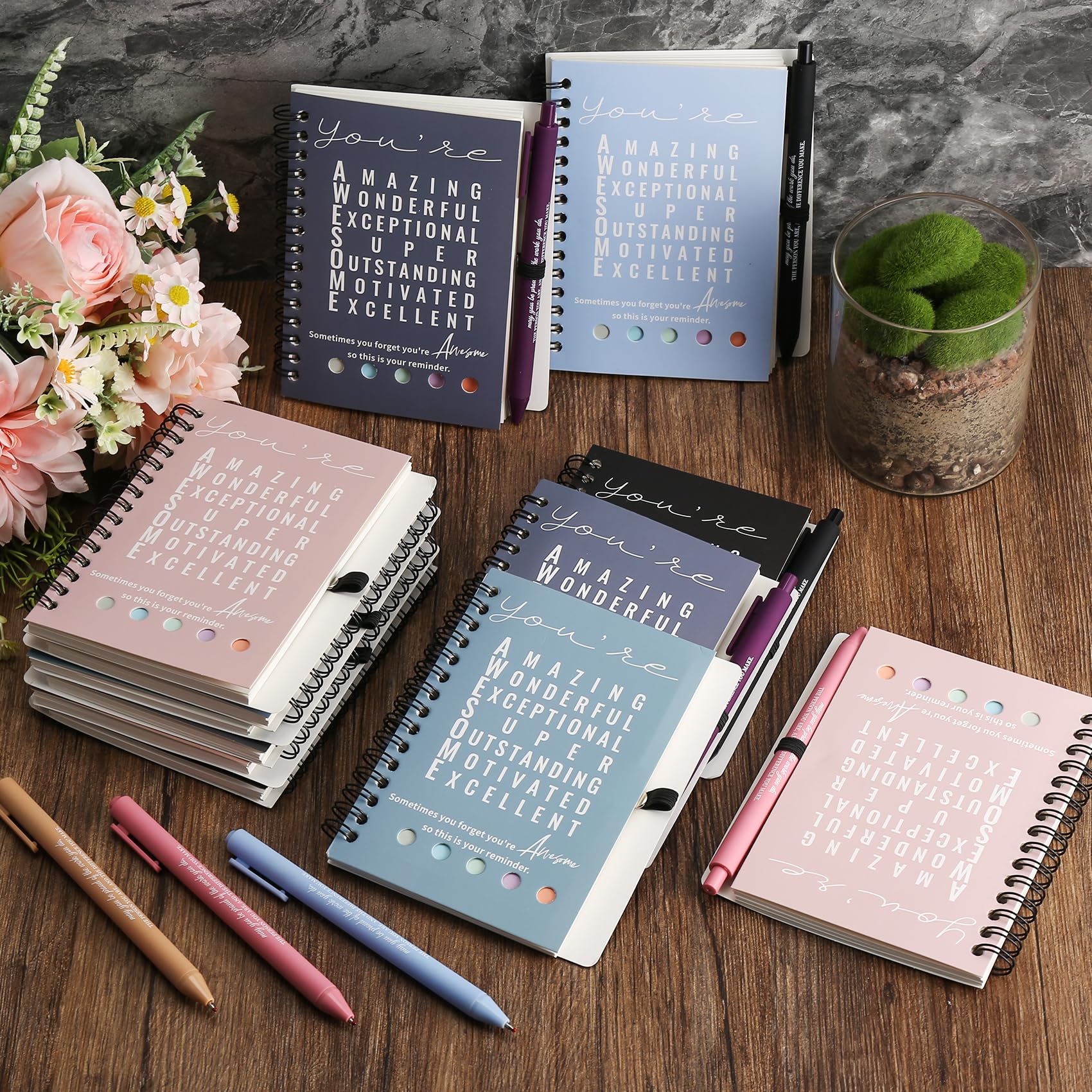 Povxlum Employee Appreciation Gifts Bulk Teacher Appreciation Notebook Inspirational Spiral with Ballpoint Pens for Colleague Employee (24 set) - Image 2