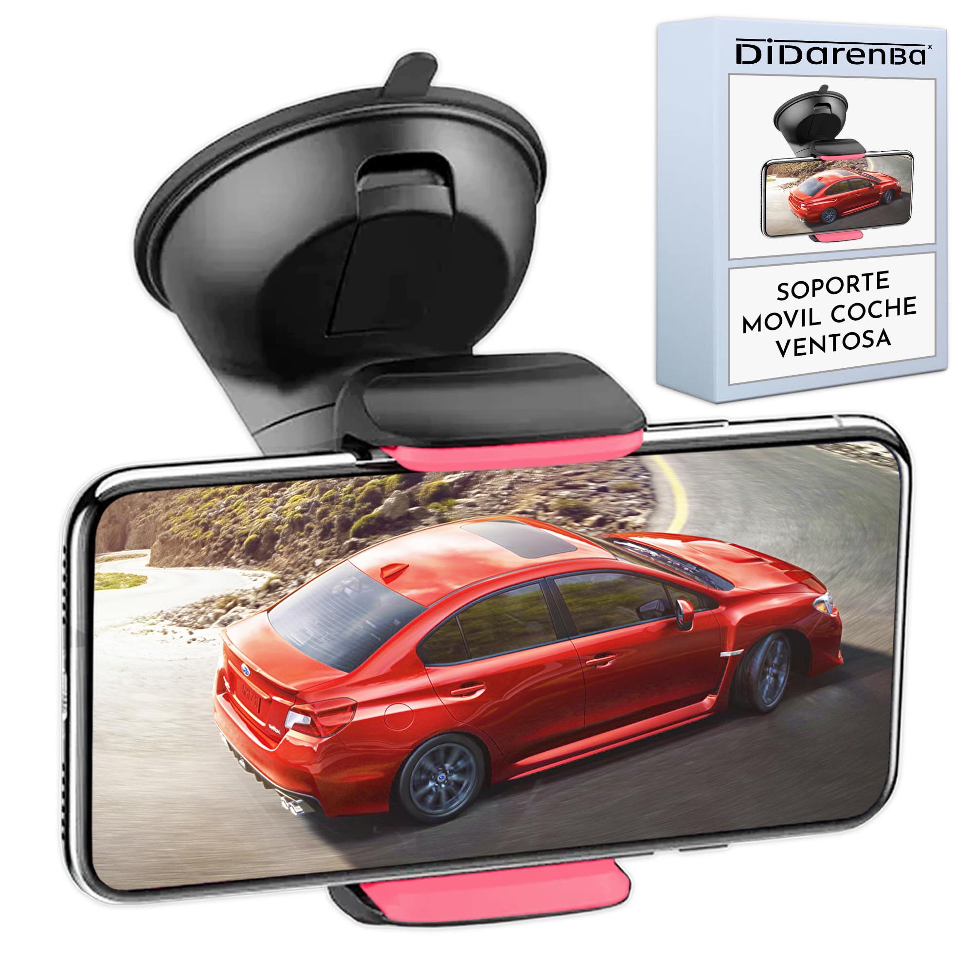 Soporte Móvil Coche Ventosa Salpicadero Parabrisas Rotación 360º | Ajuste Universal, Compatible hasta 7,6"