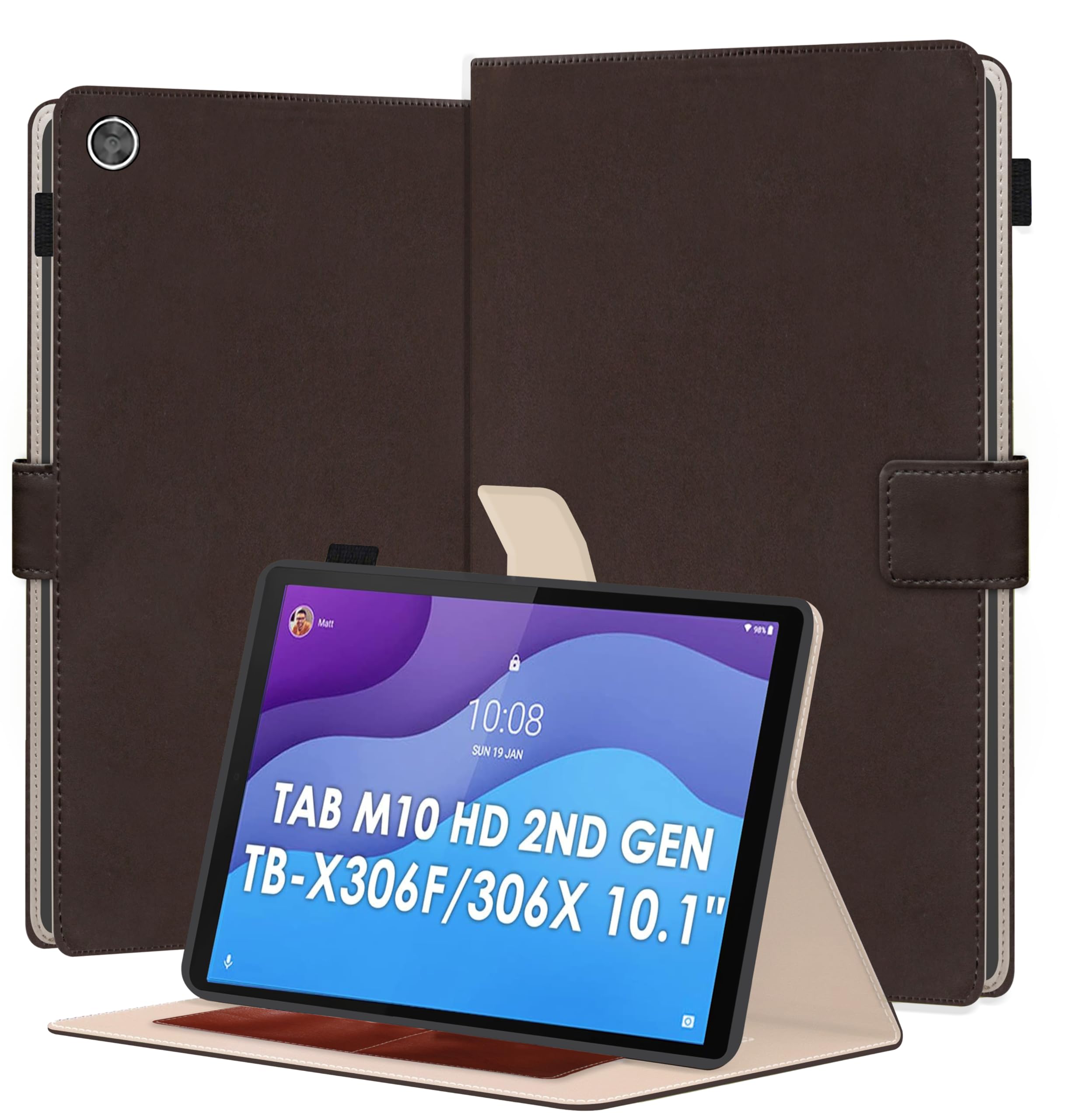 TGK Flip Case Cover for Lenovo Tab M10 HD 2nd Gen 10.1 inch TB-X306X TB-X306F with Stylus Holder (Brown) (B0CZ9J755C) Amazon Price History, Amazon Price Tracker