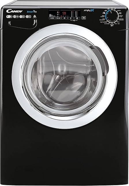 Candy Smart Pro CSOW4963TWCBE80, Freestanding Washer Dryer, 9Kg Wash + 6Kg Dry, 1400 RPM, WIFI enabled, Black with Chrome door