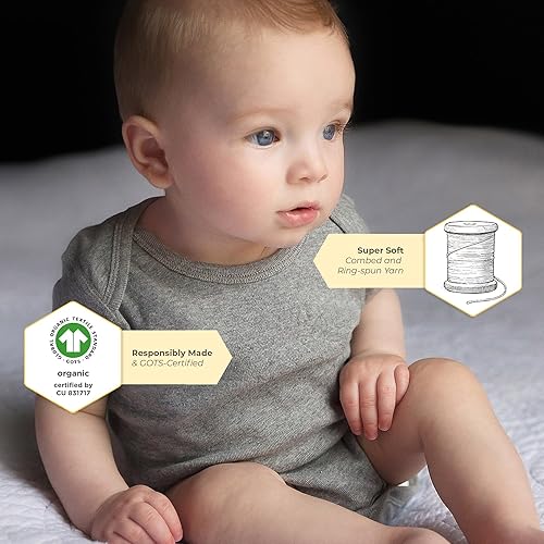 Miniatura 4 de Burt's Bees Baby Body unisex para bebé, paquete de 5 unidades de manga corta y larga de una pieza, 100% algodón orgánico